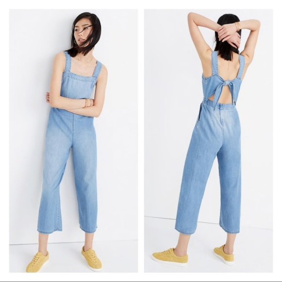 Madewell Pants - Madewell Denim Apron Bow Back Jumpsuit